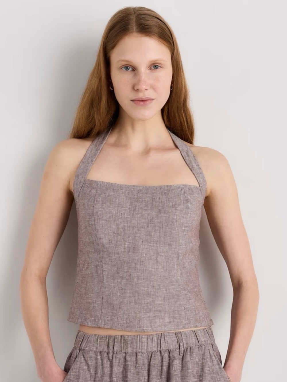Quince 100% linen European Linen Halter Top